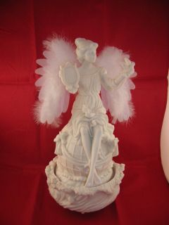 Mark Klaus Fiber Optic White Revolving Angel Figurine