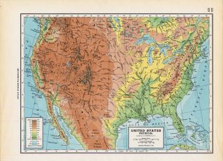Folio Topographic Map of The United States Physical Very Nice