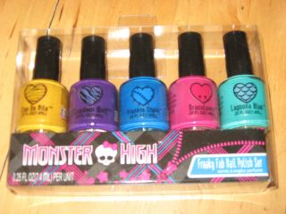 New Girls Monster High Freaky Fab Nail Polish Set 5 Colors