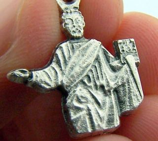 Bracelet Catholic Petite Medal Silver Gild Saint St Mark w Book
