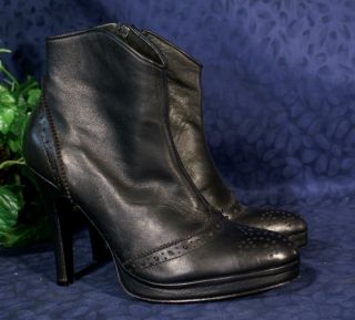 Black Leather Luciano Marra High Heel Boots 9M