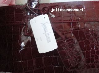 New  Burgundy Red Faux Crocodile embossed Leather Tote
