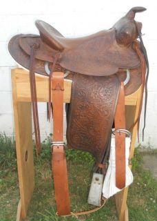 Vintage J C Higgins Western Pleasure Trail Saddle 15 Fully Tooled HTF