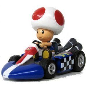 Mario Kart Wii Pull Back Roll Car Vehicle Toad Toy Kids Boys Fun Play