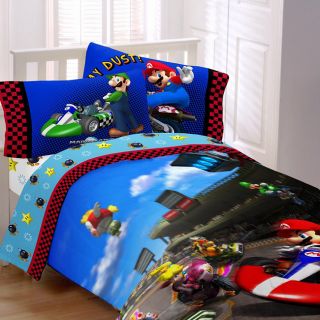 Super Mario The Race Is on Full Size Bed in A Bag with Sheet Set