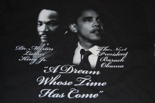 Barack Obama Martin Luther King Jr Black Tshirt Election 2008 XL Extra