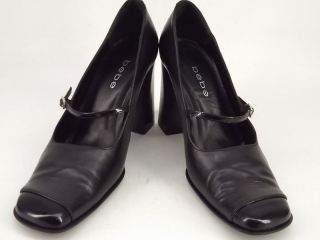 Womens Shoes Black Leather BEBE 10 M Mary Jane Dress Heel