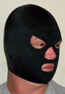 Black 70s Spandex Mask Pro Wrestling Gear Hood