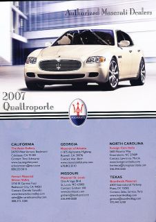 2007 Maserati Quattroporte Intro Classic Vintage Advertisement Ad