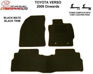 Toyota Verso 2009 Onwards Tailored Car Mats Black Clips