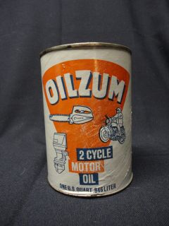 Vintage Oilzum Snowmobile Outboard Motor Chainsaw 2 Cycle Quart Oil