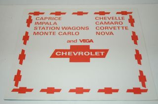  CHEVROLET CHEVY DEALER PAPER FLOOR MAT CORVETTE CHEVELLE NOVA CAMARO