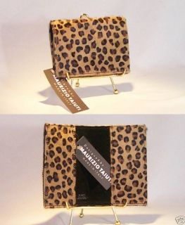 Maurizio Taiuti Calf Fur Leopard Print Passport Wallet