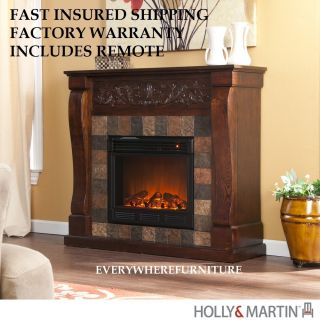 Electric Fireplace Mantel Heater TV Stand Remote Holly Martin