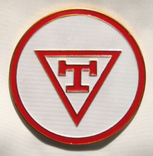 Triple Tau Masonic Auto Emblem Red and White Decal