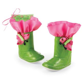 Mud Pie Green Pink Dot Little Sprout Rain Boots 18M 24M
