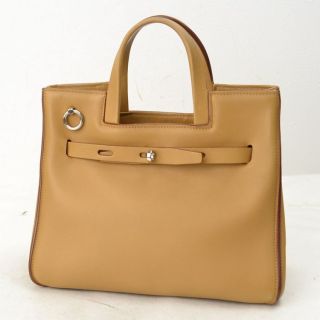 Authentic！Mauro Governa☆hand Bag☆made in Italy Browns Leather