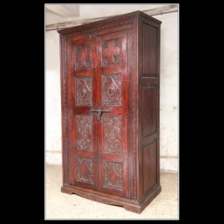 94 Mauricio Armoire Cabinet Handmade in India Hand Carvings Wood