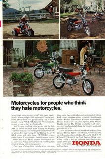 1973 COLOR HONDA ATC MOTORCYCLE AD MOTORCYCLES FOR PEOPLE WHO HATE