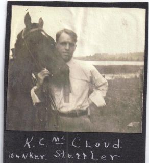 Vintage Real Photo K C McCloud A Banker His Horse Stettler Canada