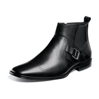 Stacy Adams Mens Mason Plain Toe Ankle Boots Black Leather 24763 001