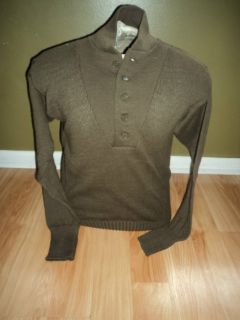 Sweater High Neck Five Button Wool Sized Medium