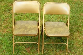Vintage Samsonite Folding Chairs Model No. 1817 0974   Green Padded