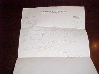 1970 Banks McFadden Football Signed Letter Clemson