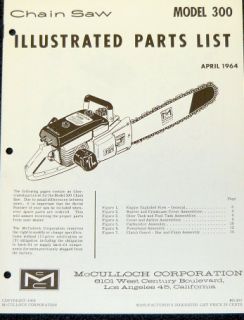 McCulloch 300 Chain Saw Parts List Parts Manual IPL
