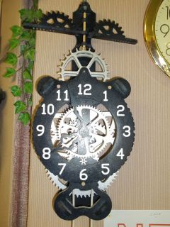 All MDF Wood Mechanical Weight Driven Antique Style Puzzle Wall Clock