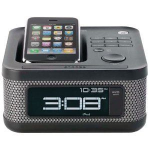 Memorex MI4604P Mini Alarm Clock Radio for iPod and iPhone Black