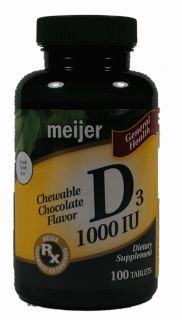 Meijer D3 1000 IU Dietary Supplement Vitamins 100 Tablets