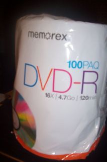 Memorex 100 PAQ DVD R 16x 4 7 Go 120 MIN Opened Package