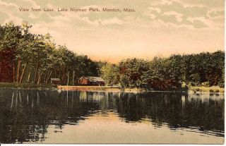 Shore Line View Lake Nipmuc Park Mendon MA Postcard