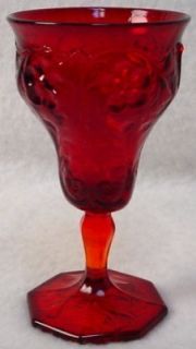 McKee Glass Rock Crystal Flower Ruby Red Wine Glass 2 Oz