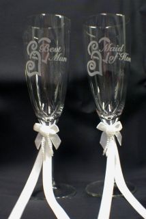 Maid of Honor Best Man Wedding Champagne Toasting Glasses Favor Gift