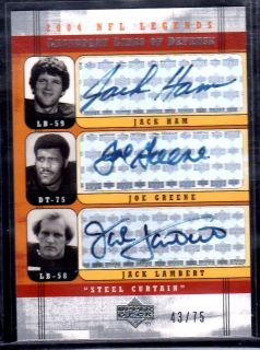 Legends Jack Lambert Jack Ham Mean Joe Greene Triple Autograph