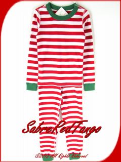 Organic Long Johns Pajamas Red White Merry Stripe 150 12