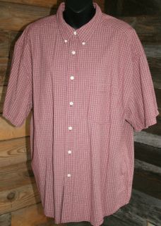 Mens Button Down Short Sleeve Cotton Shirt by Eddie Bauer Size XL Red