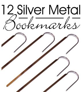 12 Gold or Silver 5 25 Metal Bookmarks Hooks w Hole Book Marks