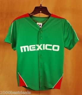 Majestic Mexico Team Baseball Jersey Junior Size Green Red White