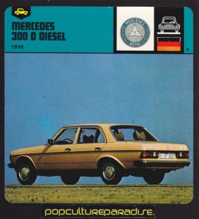 1976 Mercedes Benz 300 D Diesel Car Picture 1978 Card