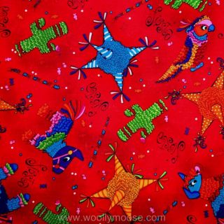 Half Yard Fiesta Pinata Parrot Donkey Bull Cactus Candy Mexican Red