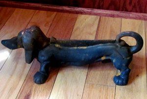 Real Antique Dachshund Solid Foot Cast Iron Boot Scraper Original