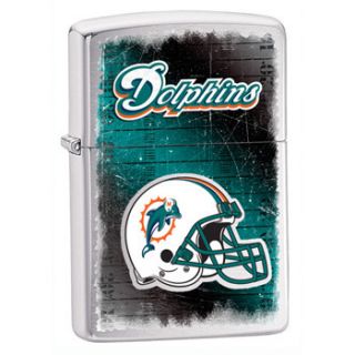 Zippo Miami Dolphins NFL Logo Lighter Brushed Chrome Low SHIP 28207