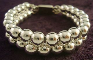  DESIGN TAXCO MEXICAN STERLING SILVER BEADED BEAD BRACELET MEXICO