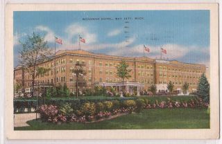 Bay City Michigan Postcard Wenonah Hotel Front View w 1940 MI Postmark