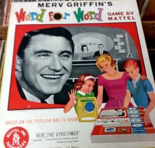 Merv Griffins Word for Board Game Mattel 1963 Jeopardy Wheel of