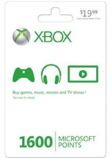 Brand New Xbox Live 1600 Microsoft Points Card
