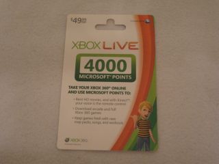 Xbox 360 Live 4000 Microsoft MS Points MSP Card Brand New Unused